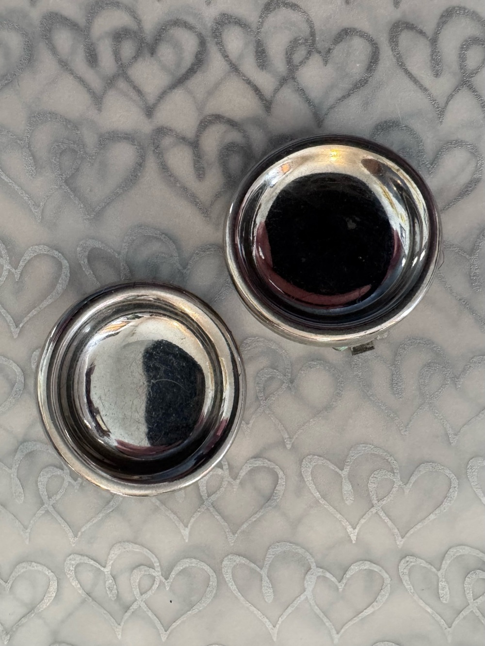 Vintage Silver-Toned Clip-on Button Earrings